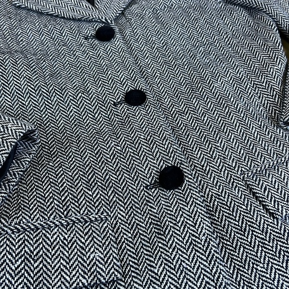 Hillard & Hanson Women’s Black/White Wool Blend Tweed Blazer Jacket Size 4 - Picture 3 of 10